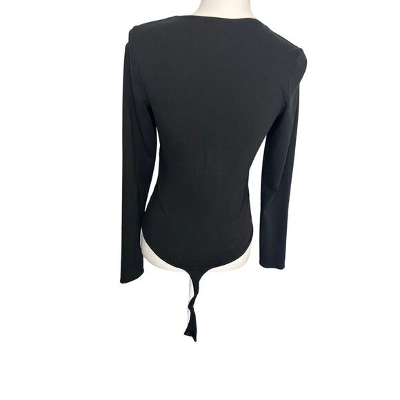Wilfred free black long sleeve cotton stretch lace up Mayowa bodysuit size L - Picture 4 of 11